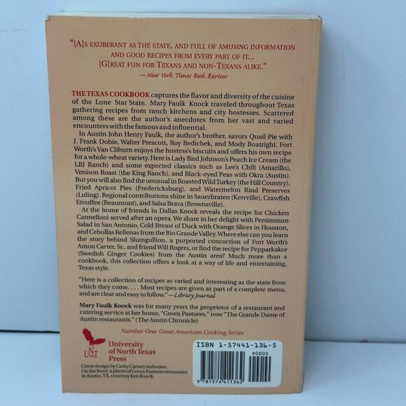 Mary Faulk Koock The Texas Cookbook Recipes Stories Texas Dining History - Picture 3 of 16
